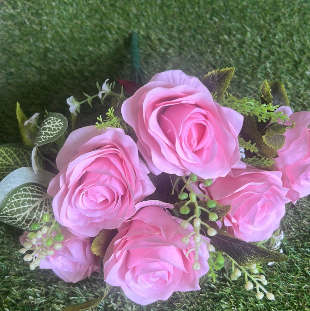 10 HEAD ROSE BUNCH LIGHT VINTAGE  PINK