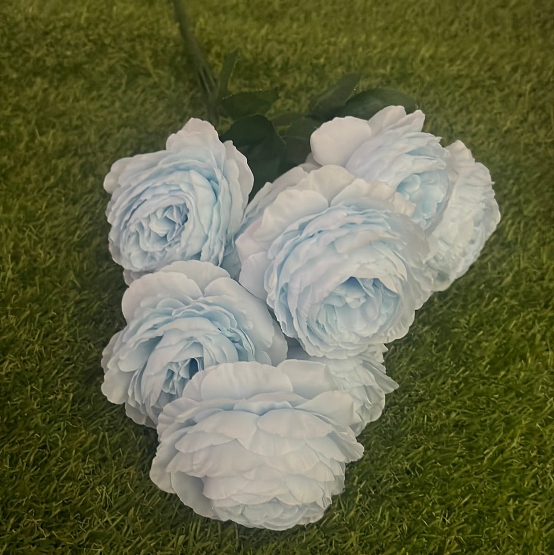 LARGE ENGLISH ROSE/RANUNCULUS BUNCH BLUE (BABY)