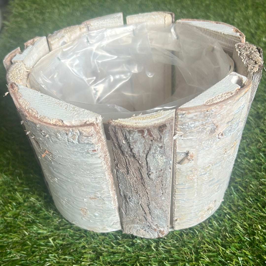 ROUND RUSTIC BARK PLANTER