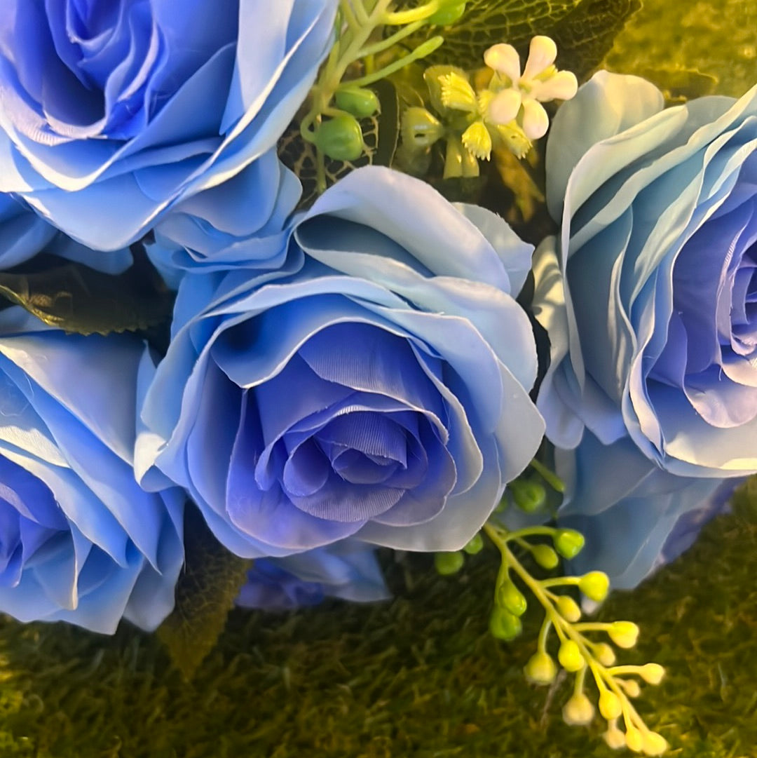 10 HEAD ROSE BUNCH BLUSH BLUE