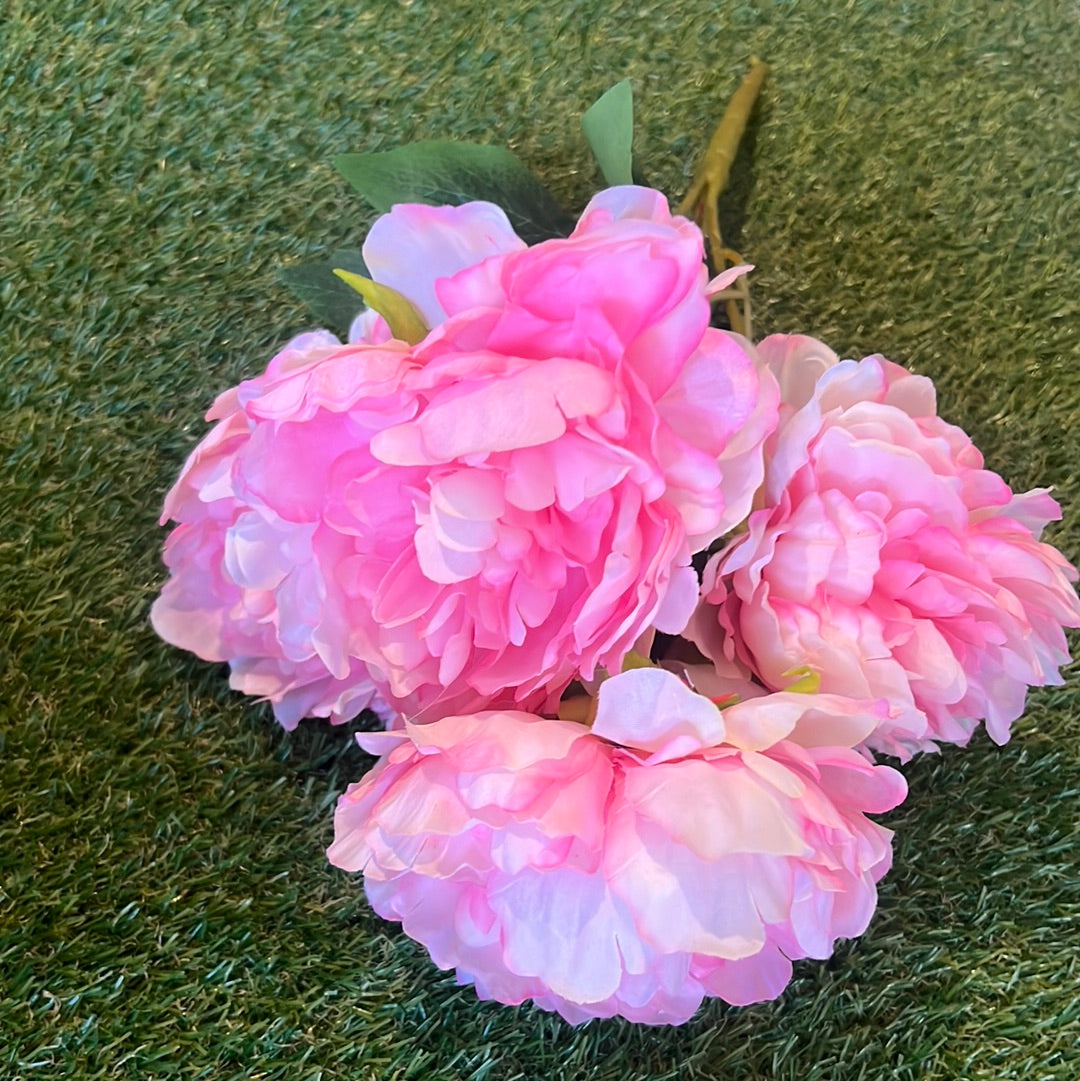 SOFT LARGE PEONY BUNCH 5 HEAD PINK