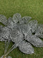 45cm SILVER GLITTER CUT OUT LEAF PK6