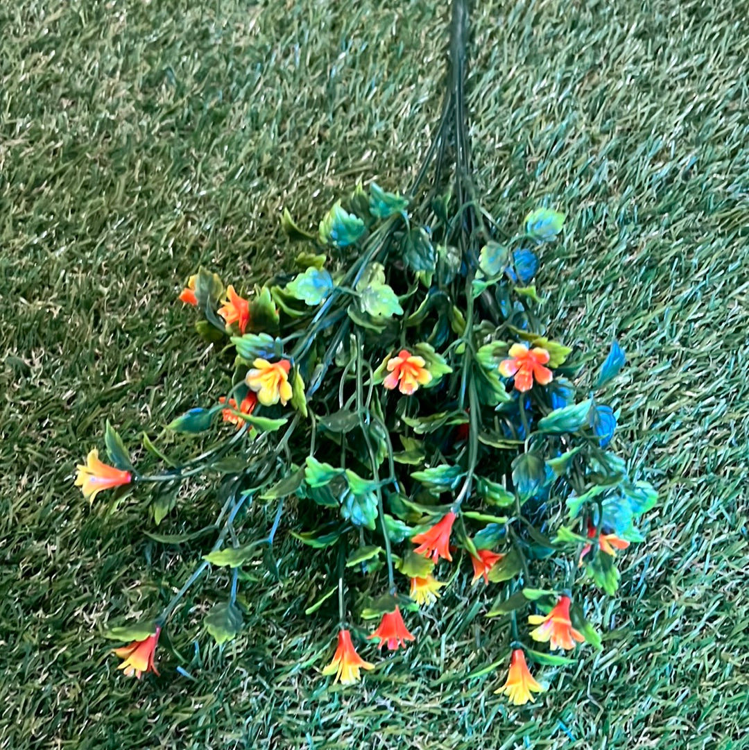 37cm COLOURED PLASTIC FLOWER BUSH ORANGE