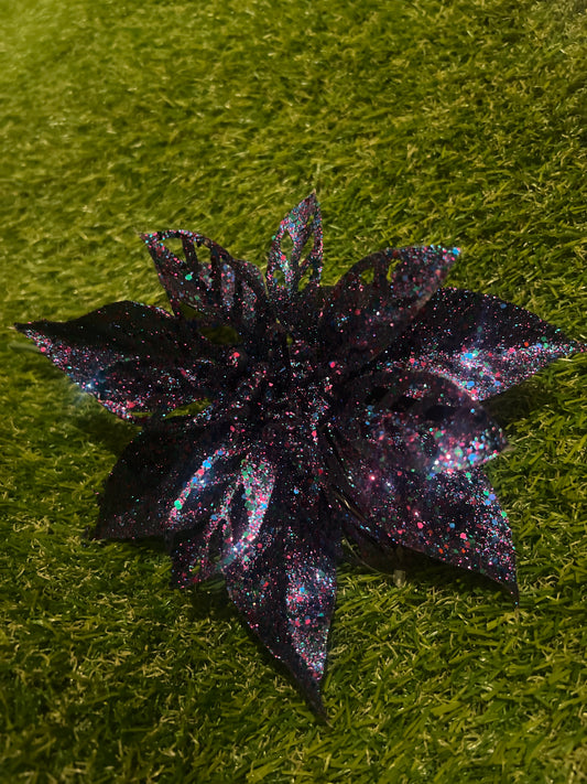 PEACOCK ENCRUSTED GLITTER POINSETTIA