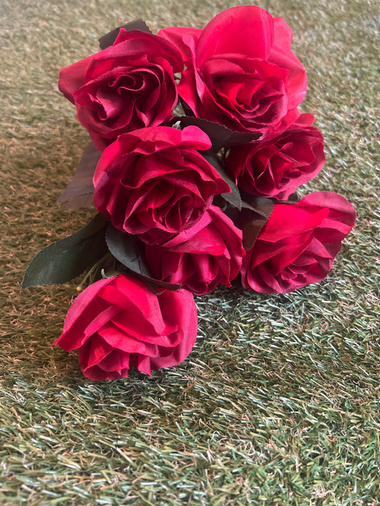 BUDGET 7 HEAD ROSE BUNCH BURGUNDY