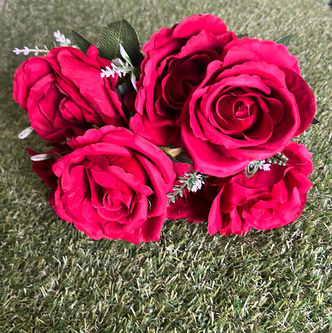 44cm  REAL LOOK ROSE BUNCH RED