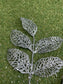 45cm SILVER GLITTER CUT OUT LEAF PK6