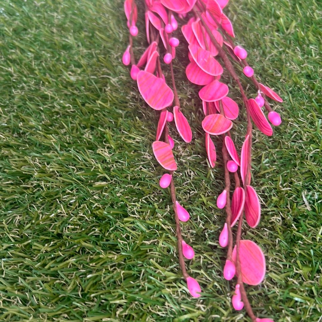 77cm BEAD SPRAY LEAF PINK