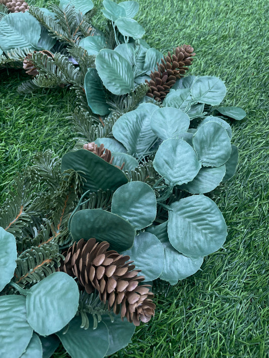 60cm MIXED EUCALYPTUS SPRUCE CONE WREATH