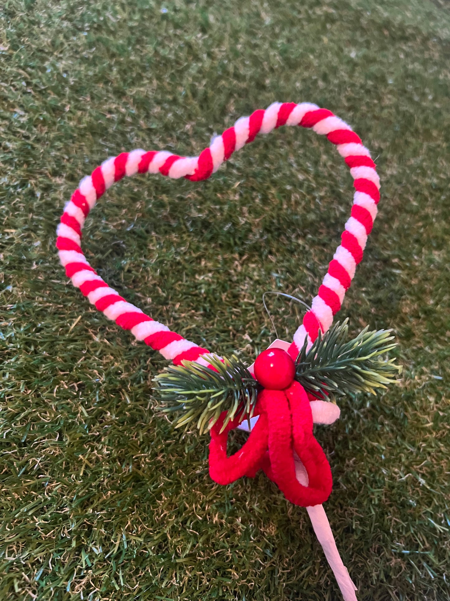 44CM XMAS CANDY CANE HEART PICK