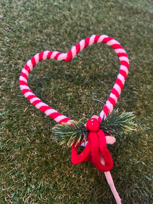 44CM XMAS CANDY CANE HEART PICK