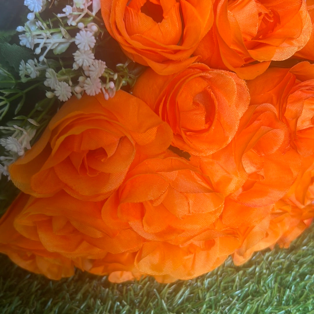 41cm 24 HEAD ROSEBUD BUNCH ORANGE