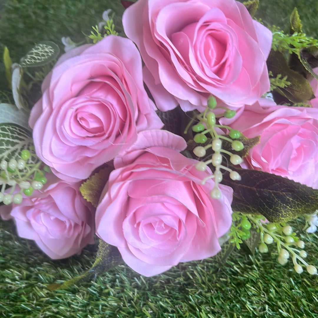 10 HEAD ROSE BUNCH LIGHT VINTAGE  PINK