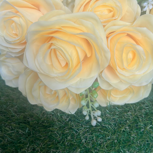 10 HEAD YELLOW LARGE ROSE BUNCH