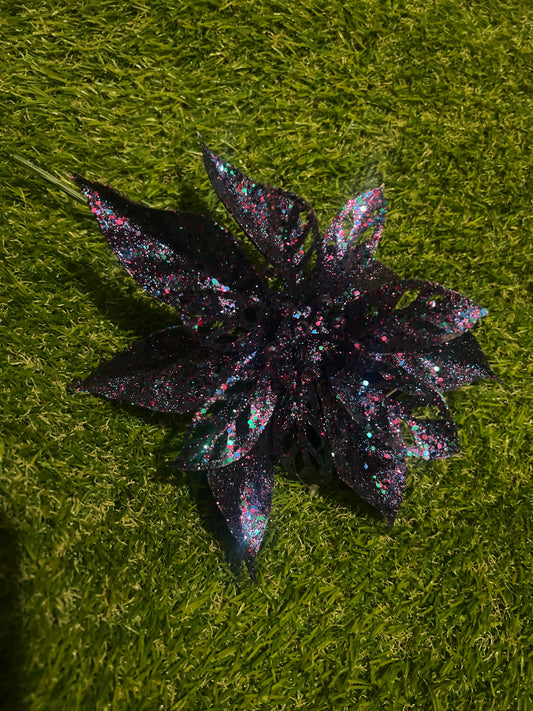 PEACOCK ENCRUSTED GLITTER POINSETTIA