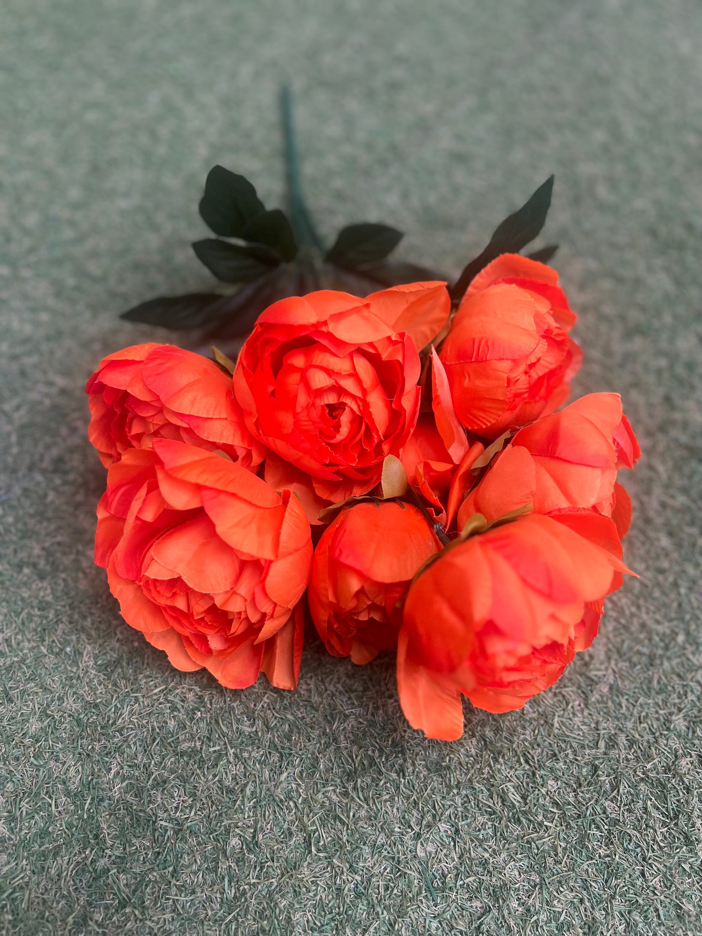 9 HEAD DELUXE PEONY BUNCH ORANGE