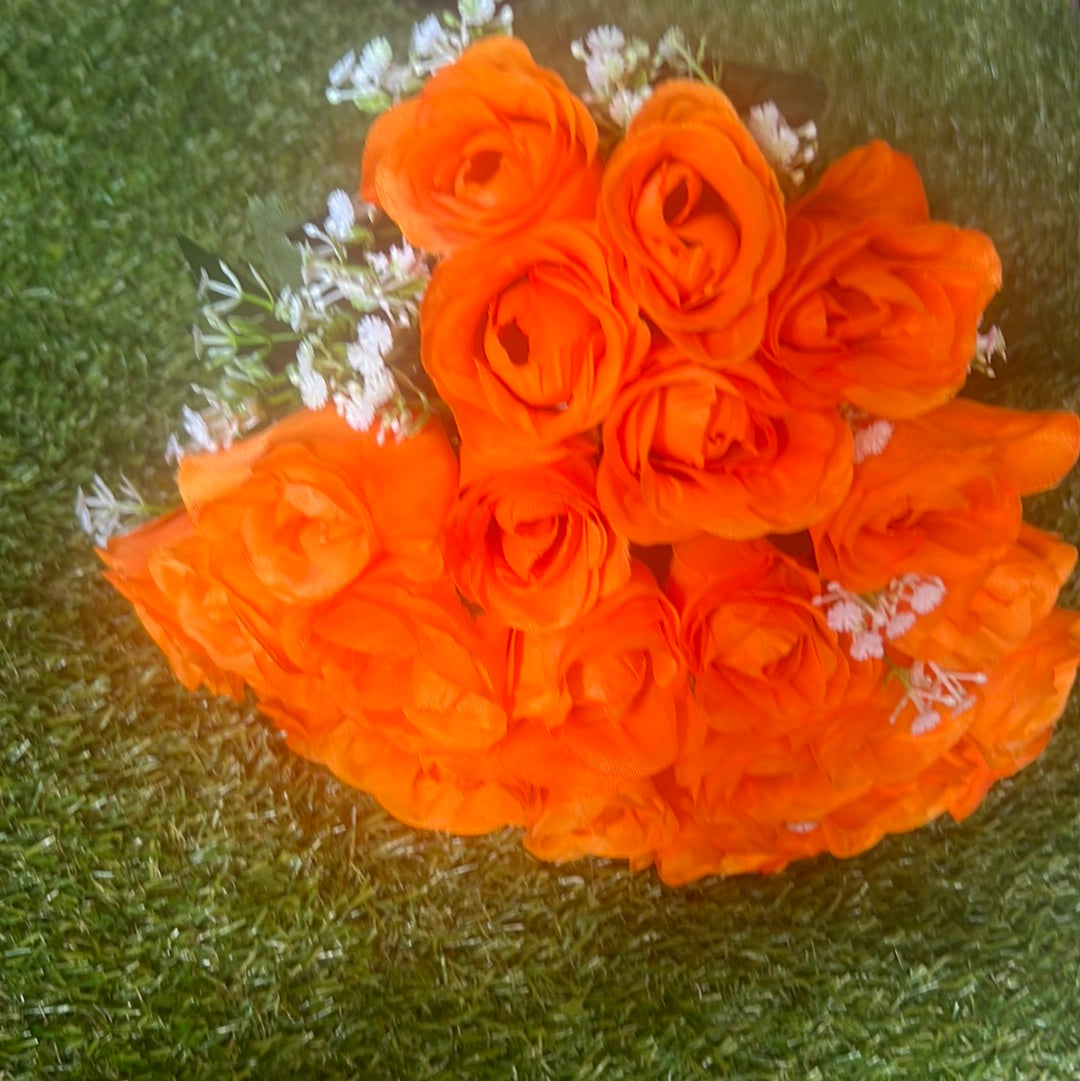 41cm 24 HEAD ROSEBUD BUNCH ORANGE