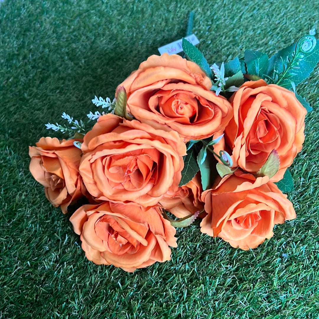 44cm REAL LOOK ROSE BUNCH ORANGE