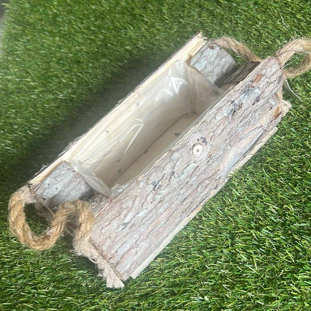 RECTANGLE RUSTIC BARK PLANTER