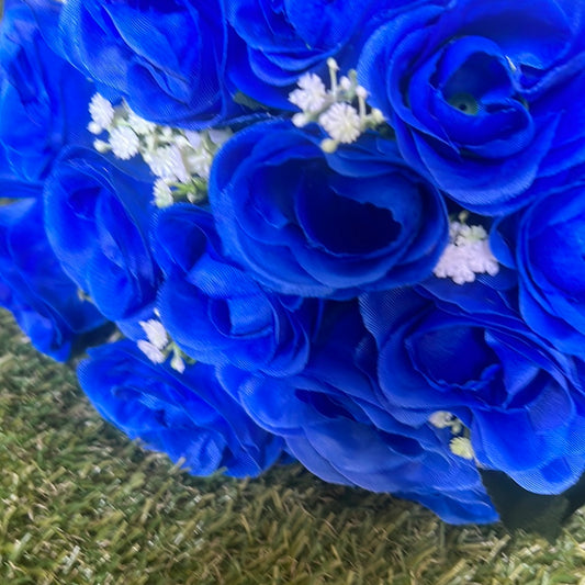 41cm 24 HEAD ROSEBUD BUNCH ROYAL BLUE