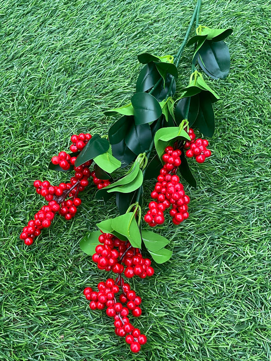 76cm CLUSTER BERRY DARK FOLIAGE BRANCH