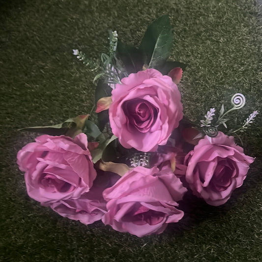 44cm REAL LOOK ROSE BUNCH VINTAGE PINK