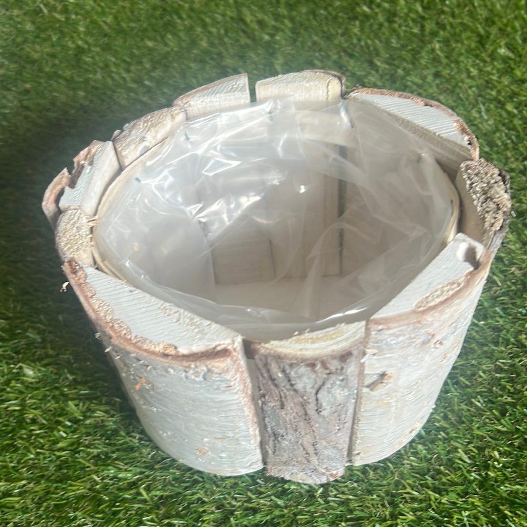 ROUND RUSTIC BARK PLANTER