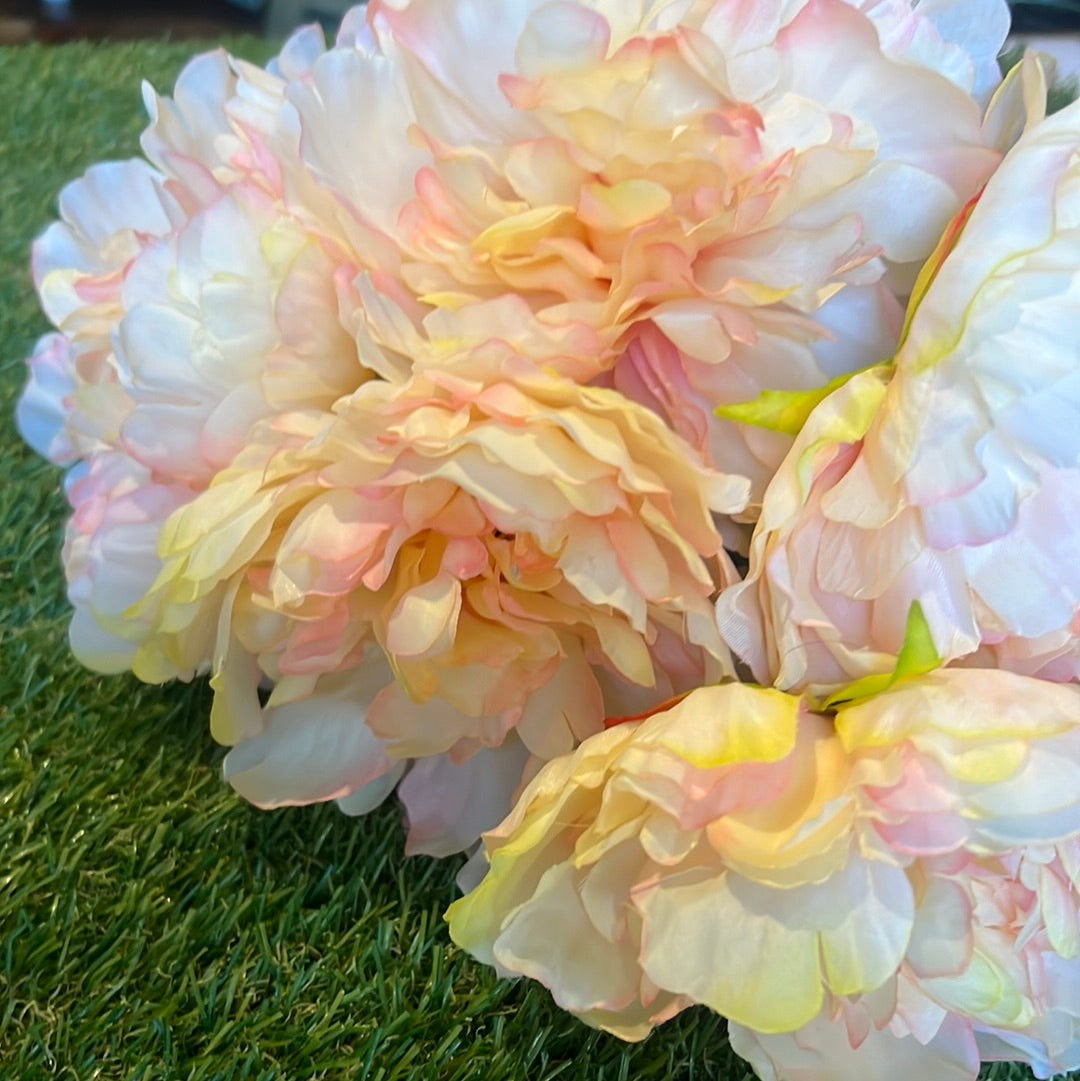 SOFT LARGE PEONY BUNCH 5 HEAD PEACH