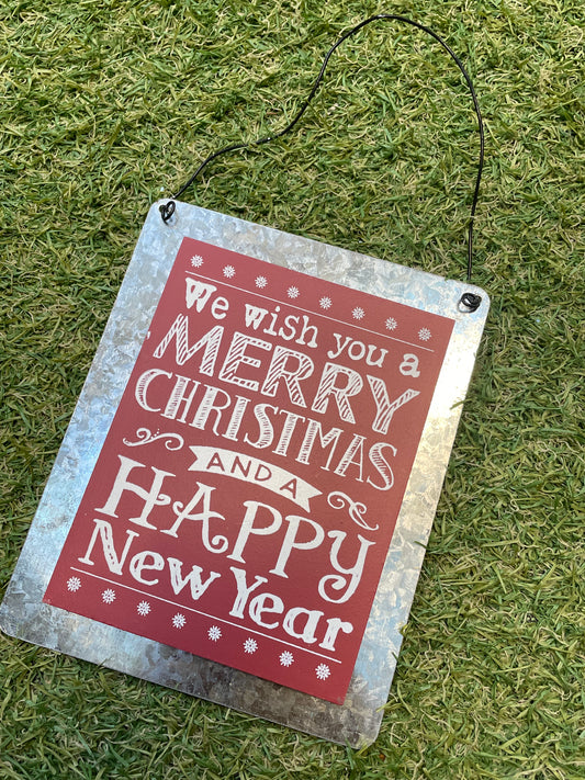 SILVER EDGE RED WE WISH YOU METAL SIGN