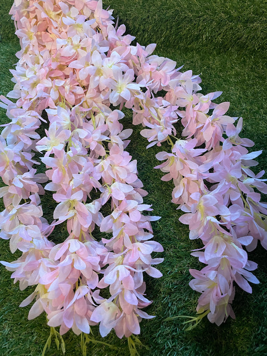 5 HEAD LONG TRAILING SOFT WISTERIA BABY PINK