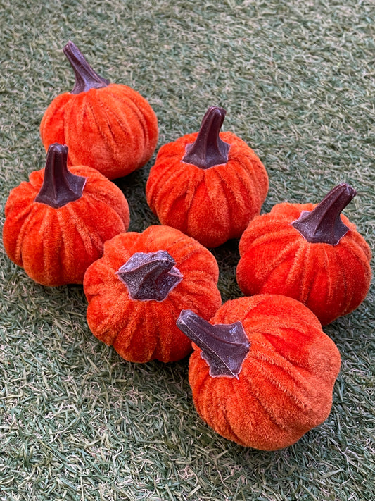 PK6 SMALL VELVET PUMPKINS BURNT ORANGE