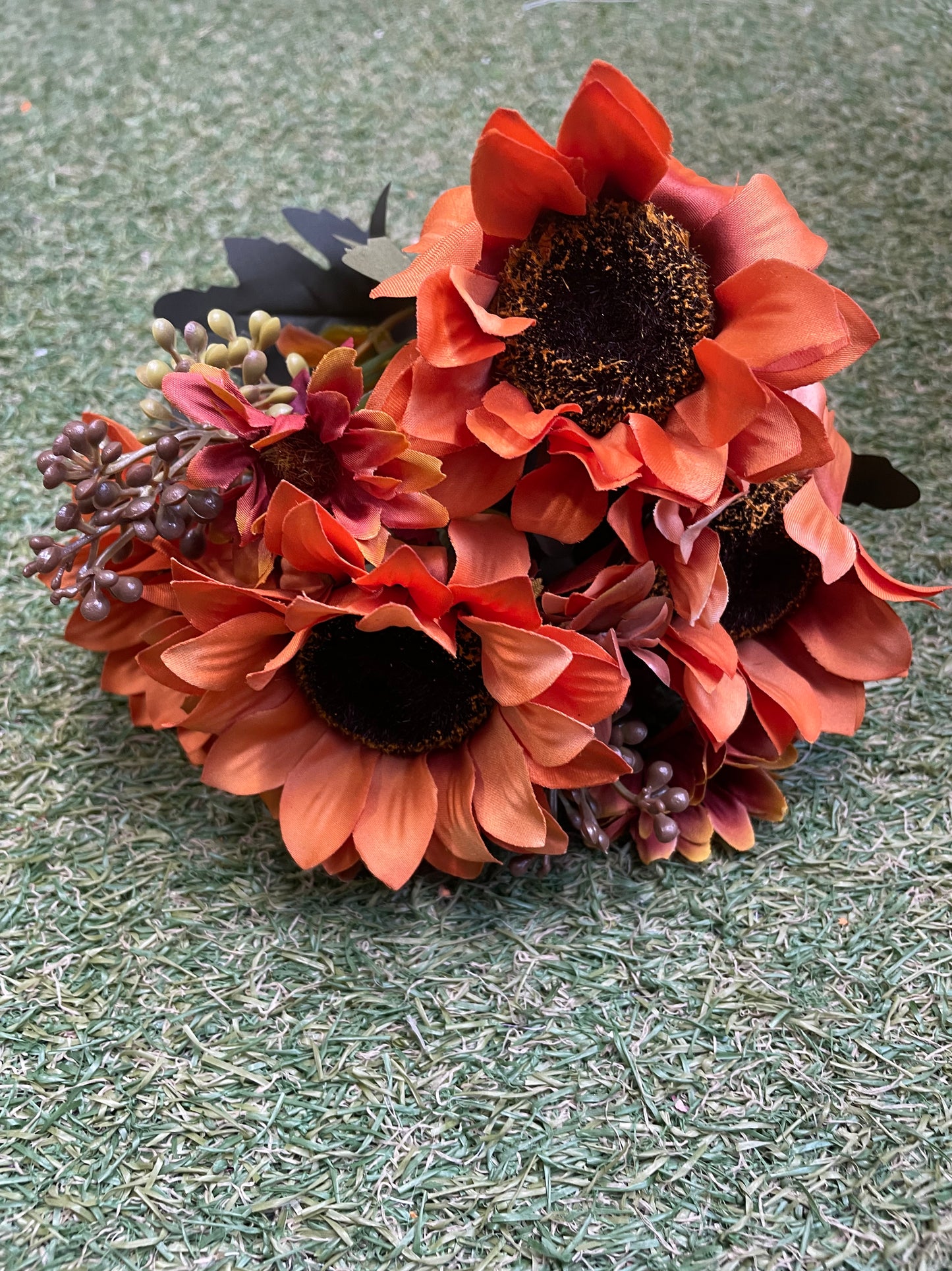 DELUXE SILK SUNFLOWER BUNCH ORANGE