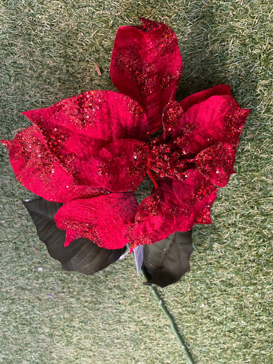 GIANT RED GLITTER POINSETTIA