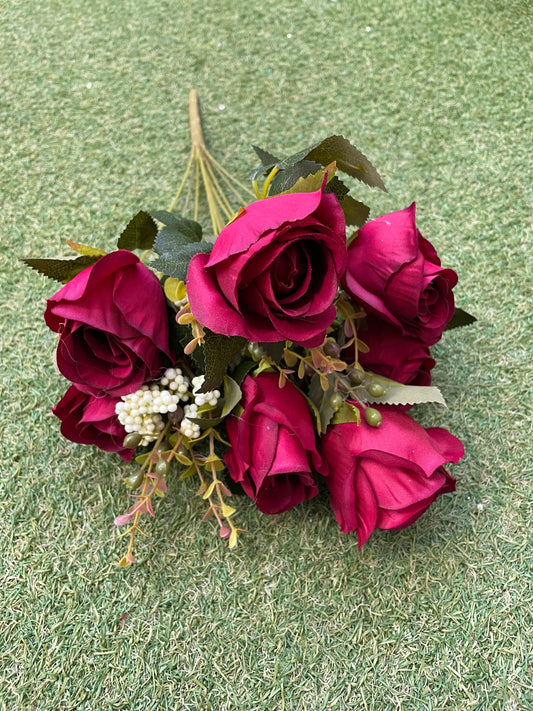 DEEP RED AUTUMN ROSE BUNCH