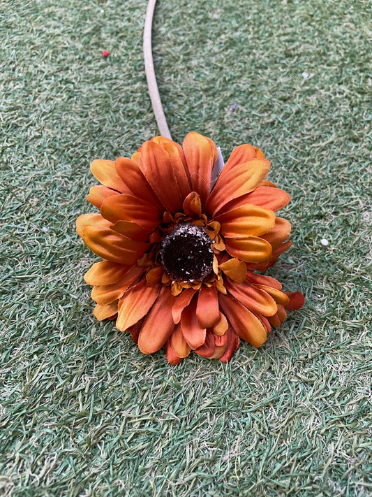 53CM  DARK BURNT ORANGE SINGLE GERBERA