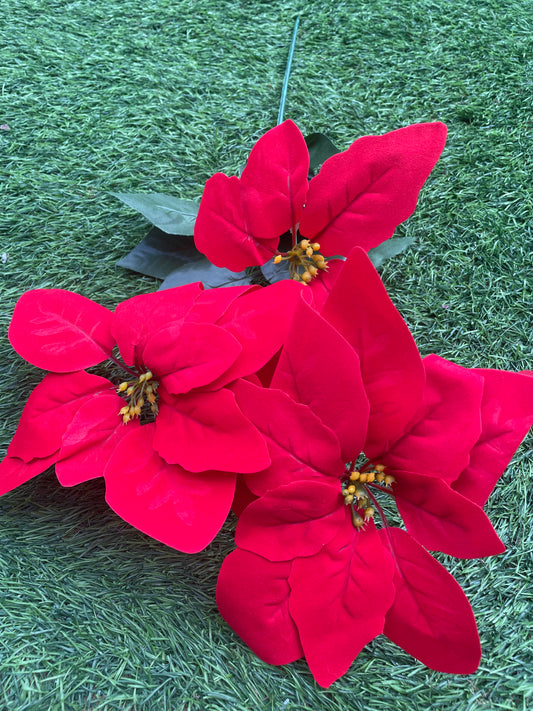 3 BRANCH VELVET POINSETTIA