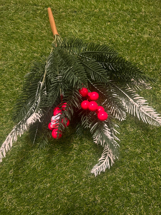 WHITE TIPPED RUBBER PINE WITH BERRIES