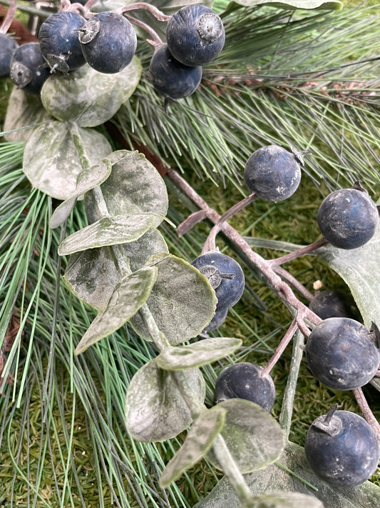 50cm BLUEBERRY & PINE FOLIAGE STEM