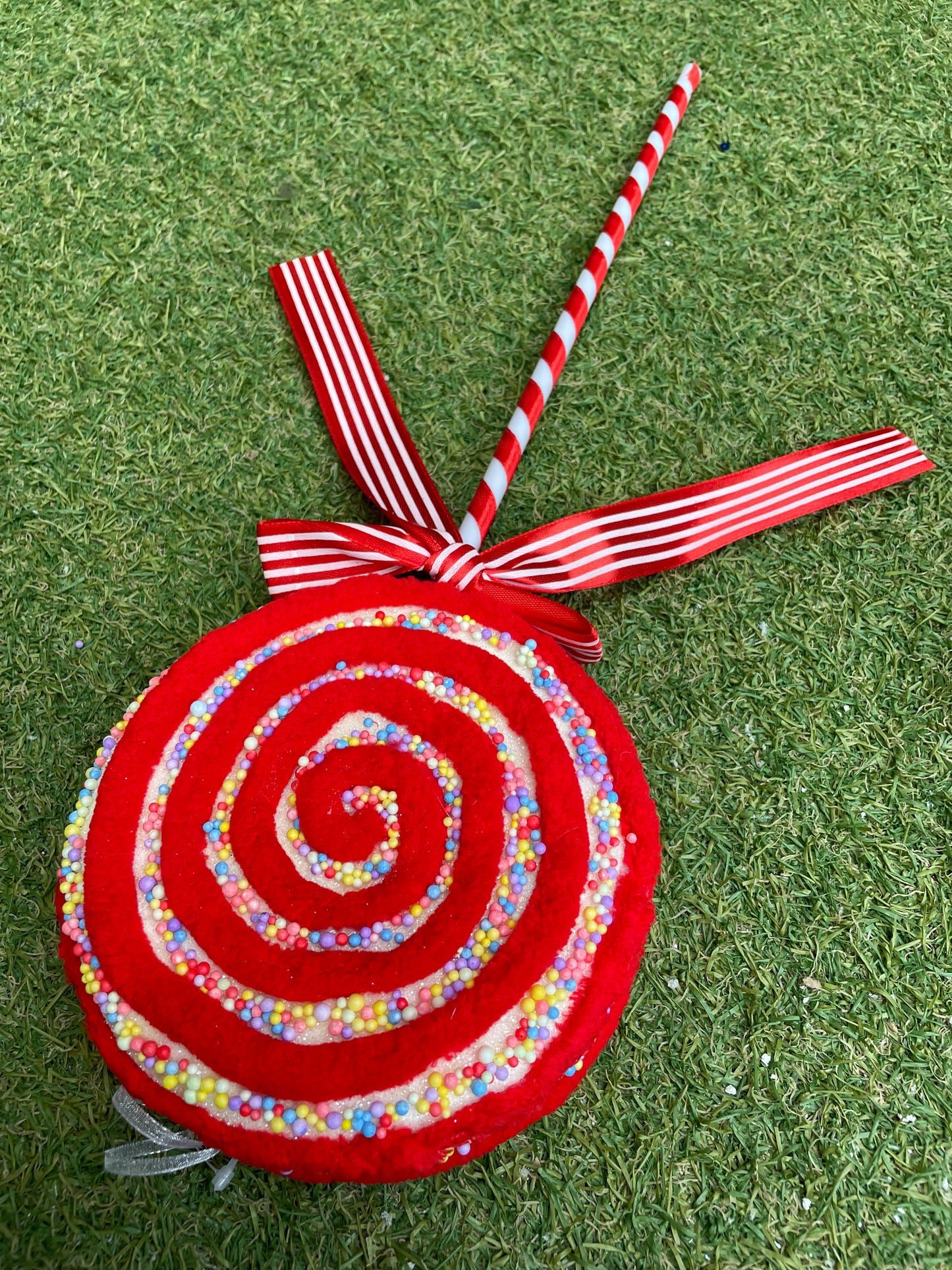 15x43cm GIANT RED SPECKLE GLITTER LOLLIPOP