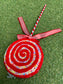 15x43cm GIANT RED SPECKLE GLITTER LOLLIPOP