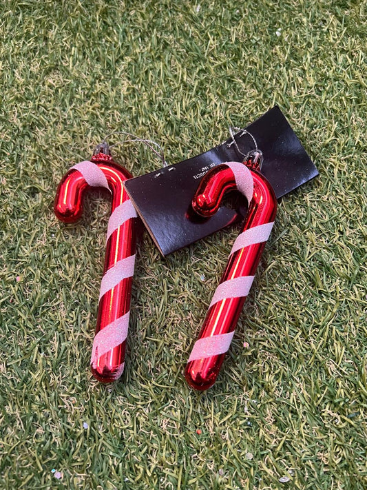 PK2 RED CANDY CANE BAUBLES