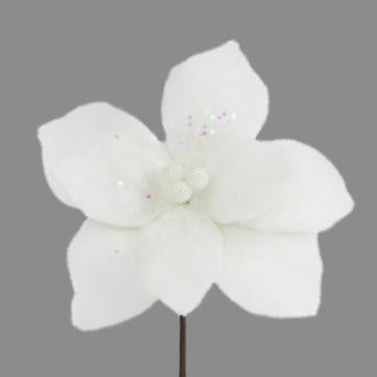 WHITE FUR GLITTER PEARL CENTRE POINSETTIA