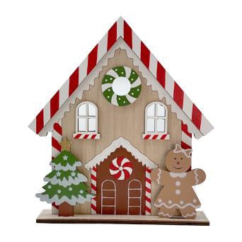 WOODEN CANDY GINGERBREAD HOUSE 22X24CM