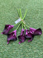 PURPLE REAL TOUCH CALLA LILY BUNCH 5 stems