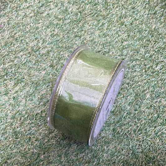 50mm ORGANZA WIRED RIBBON MOSS GREEN