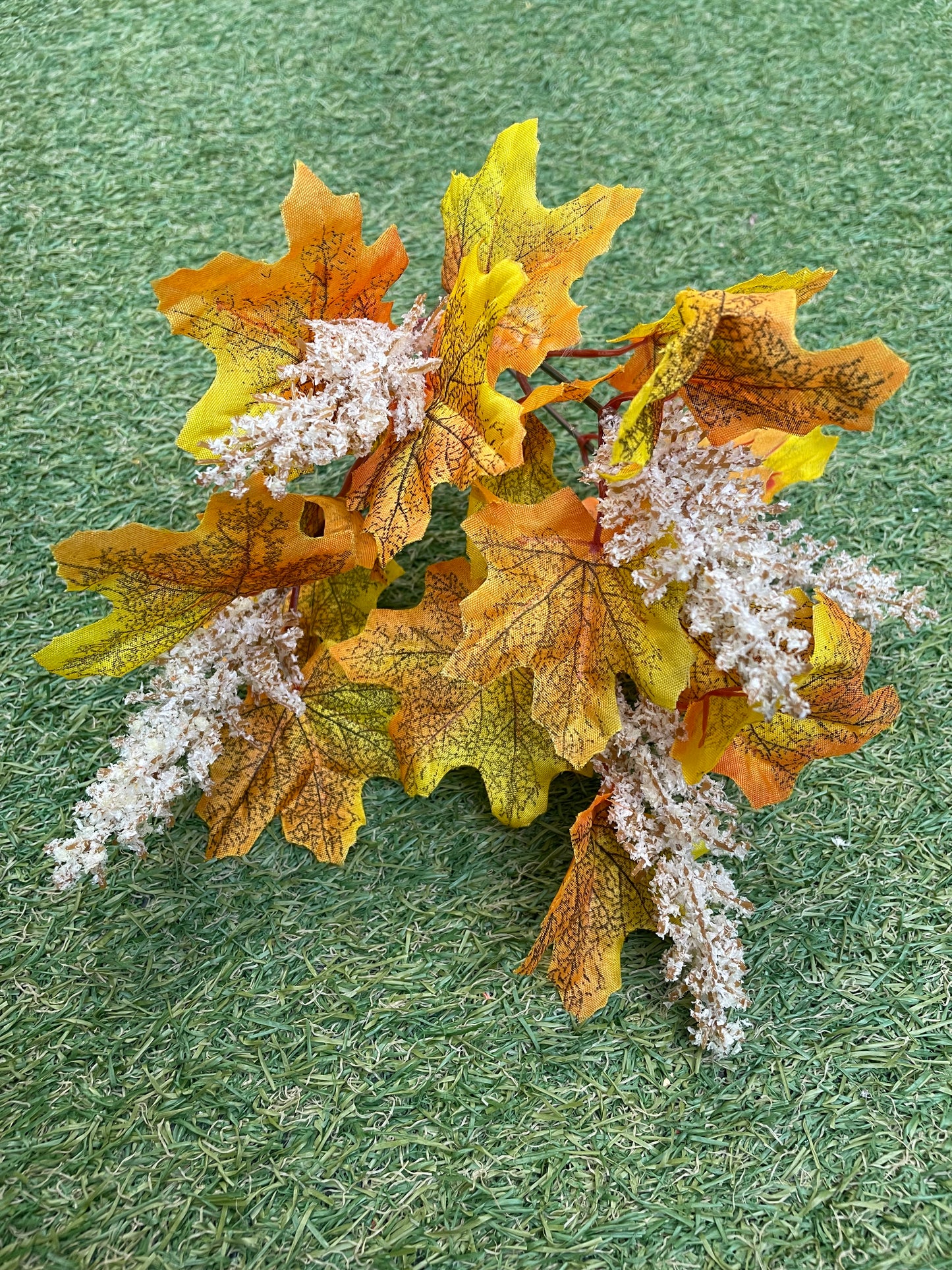 36cm IVORY ASTILBE AUTUMN LEAF BUNCH ORANGE YELLOW