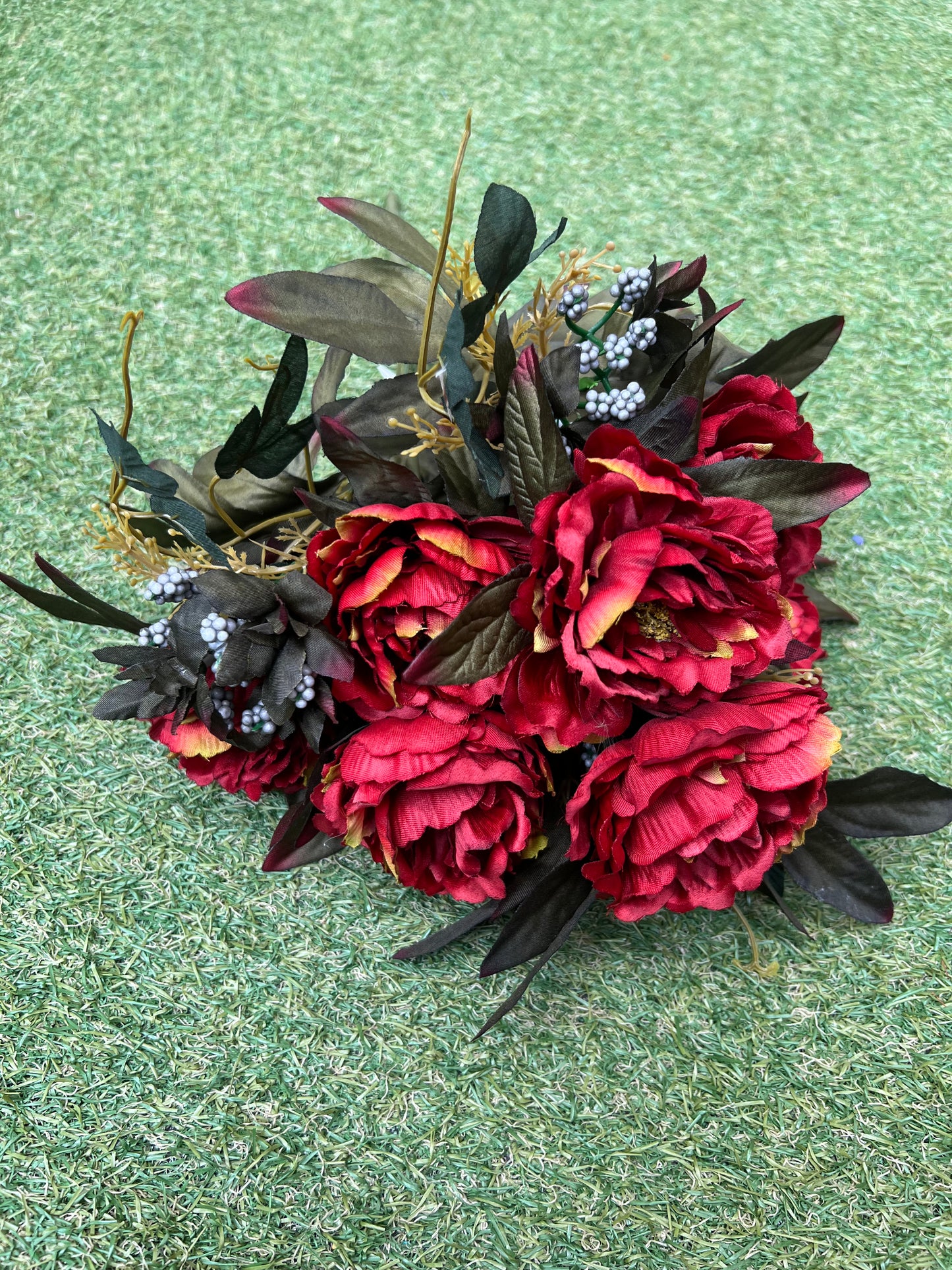 48cm AUTUMN PEONY BUNCH RED