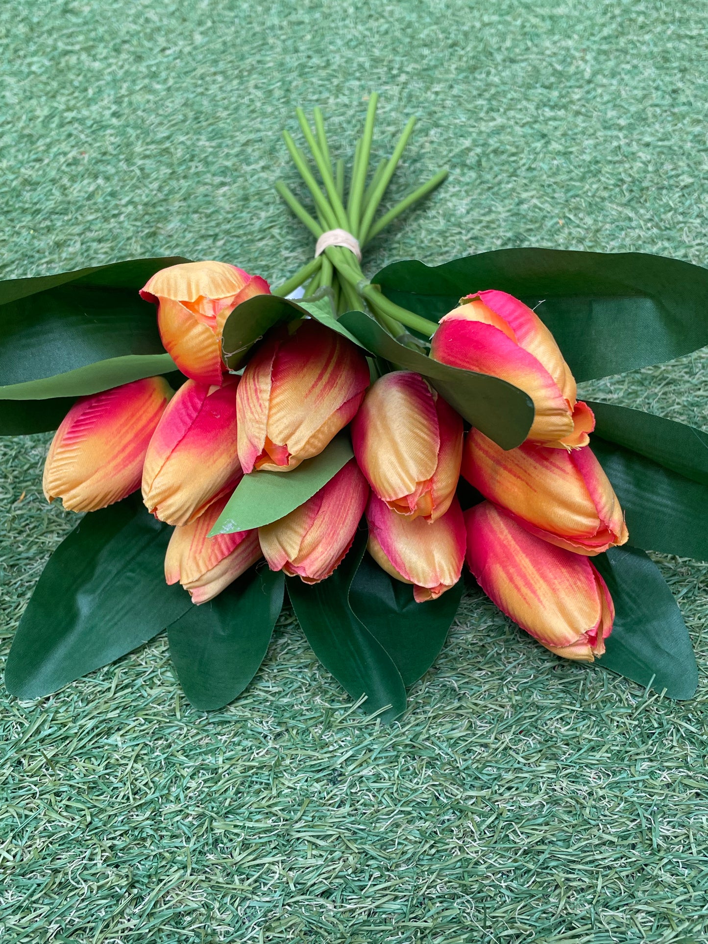 35cm ORANGE TULIP BUNCH 12 HEAD