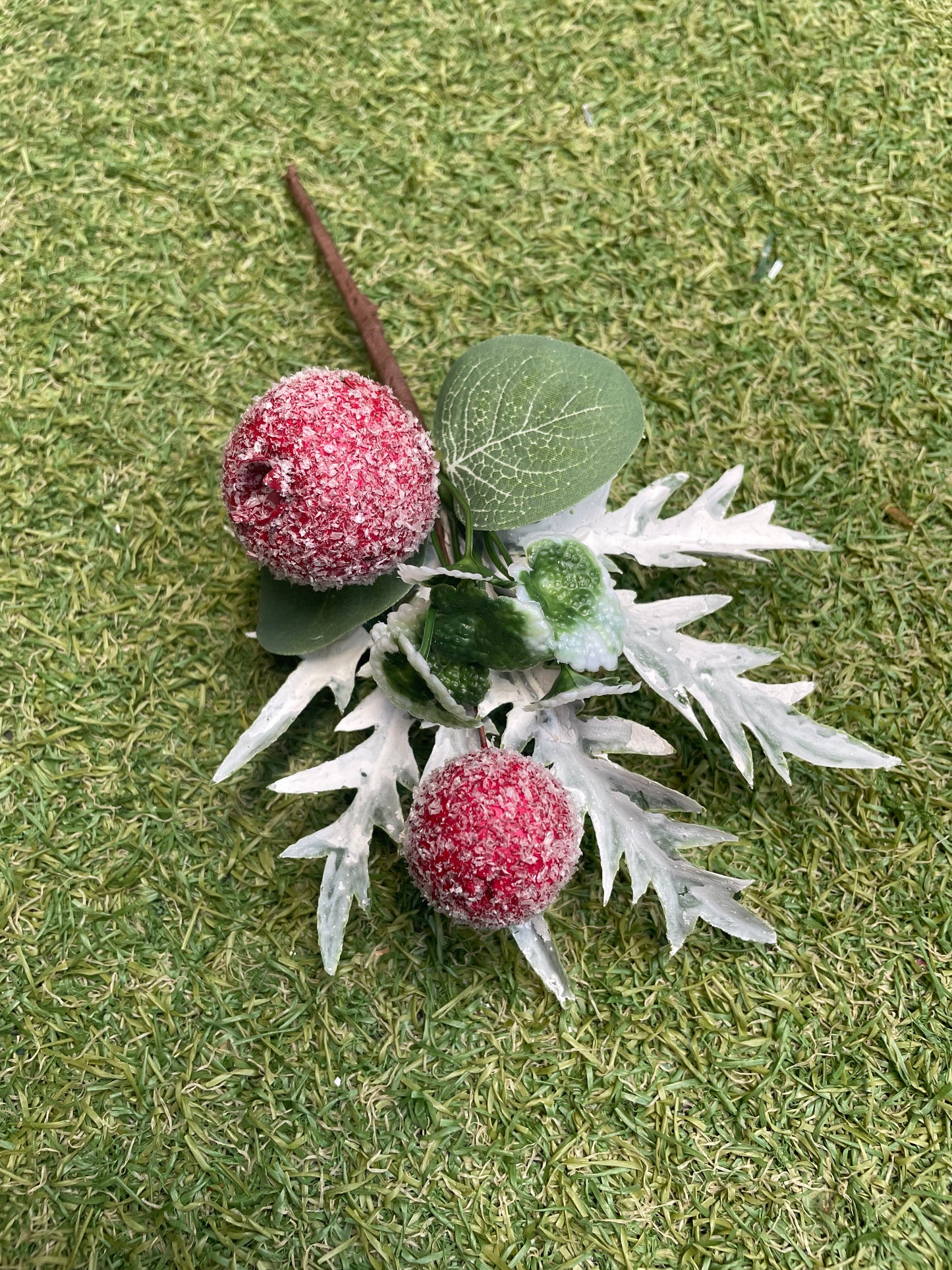 25cm DOUBLE SNOWY ROSEHIP PICK