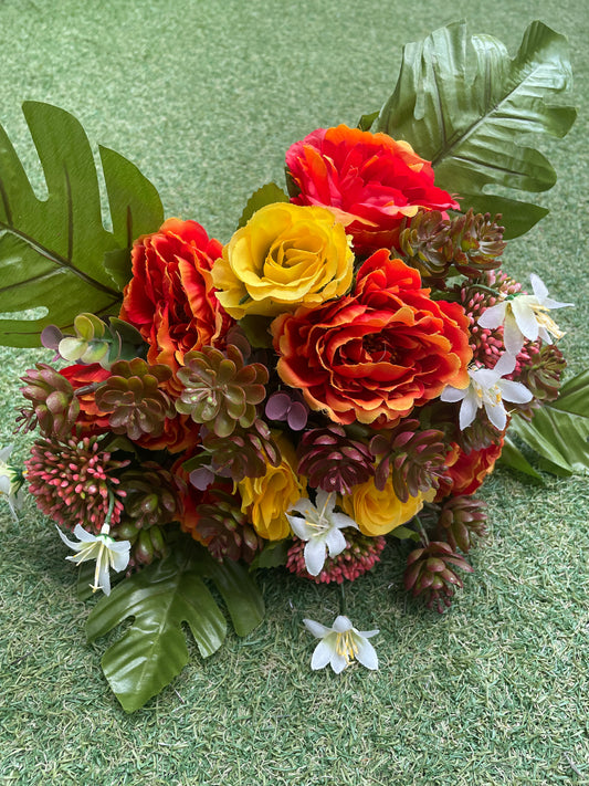 37CM PEONY HEDGEHOG SUCCULENT BUNCH ORANGE